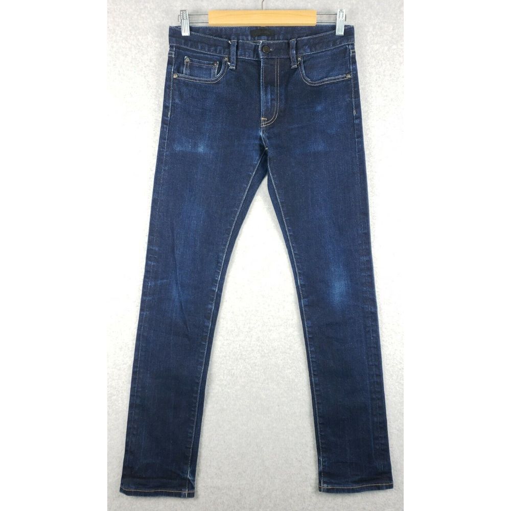 Uniqlo Mens Slim Straight Stretch Jeans 31x34 (Fits 30x31) Blue Selvedge Kaihara